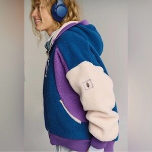 NWT Free people hit the slopes Colorblock Fleece Hoodie